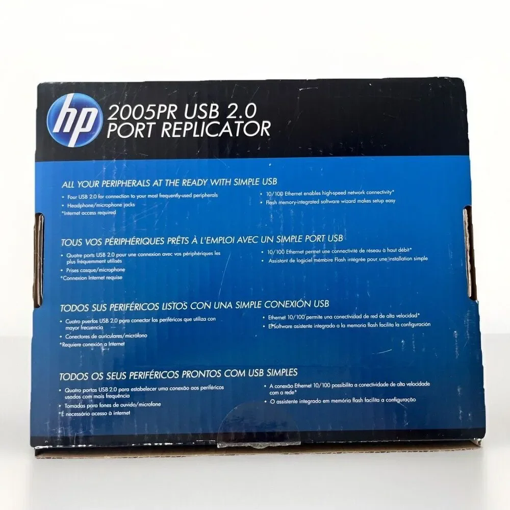 HP 2005pr USB 2.0 Port Replicator Docking Station + Power Adaptor New Open Box